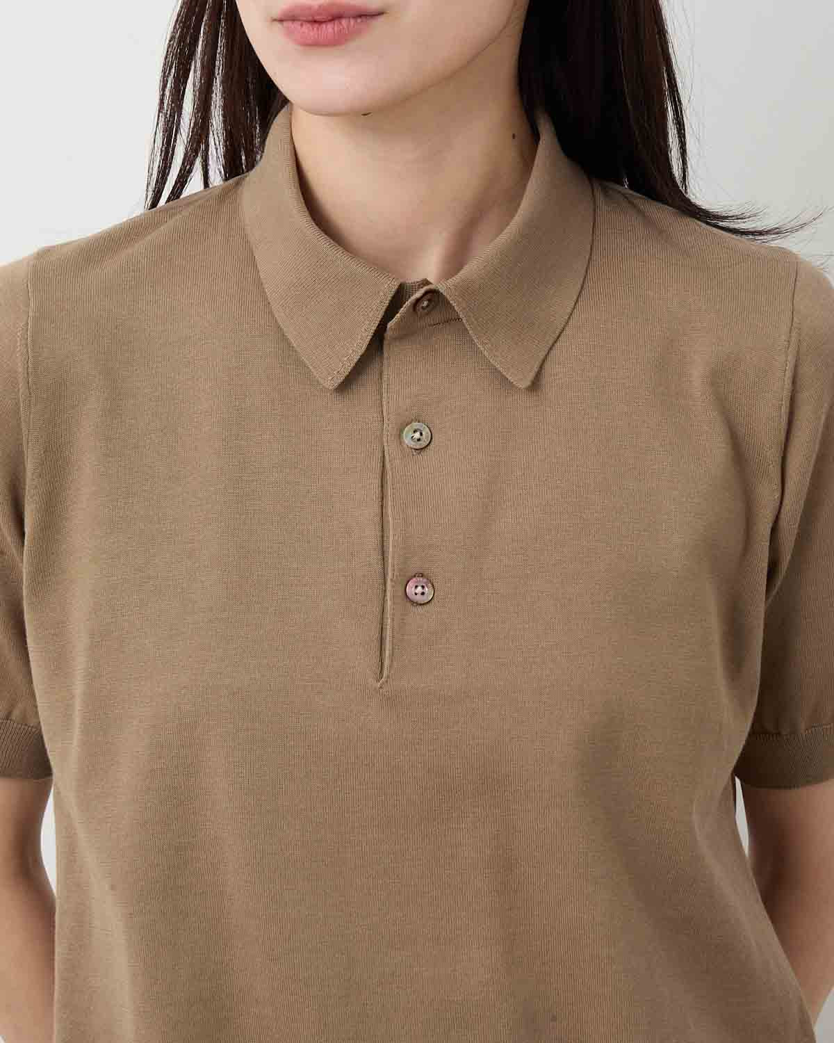 SHEER BACK POLO KNIT