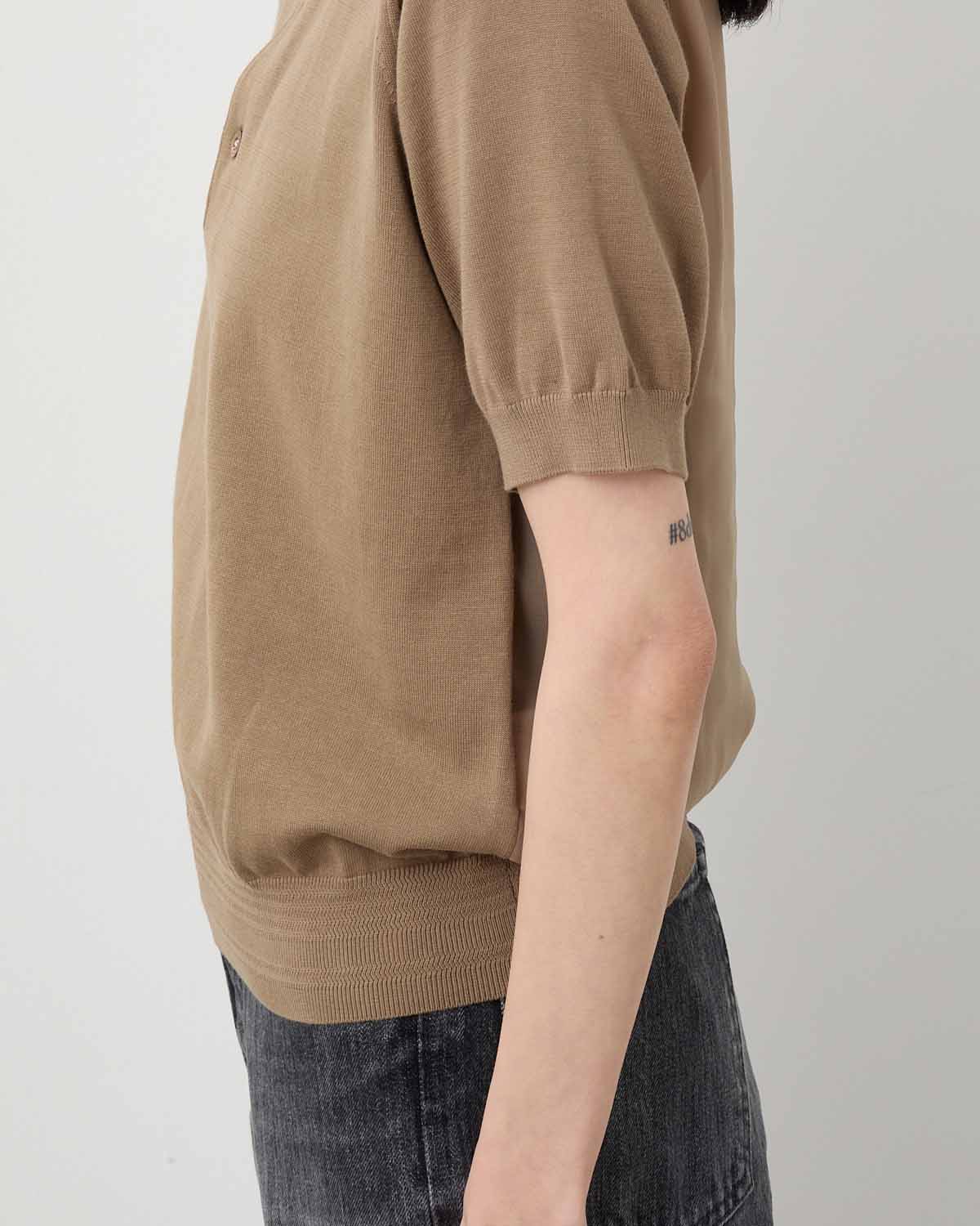 SHEER BACK POLO KNIT