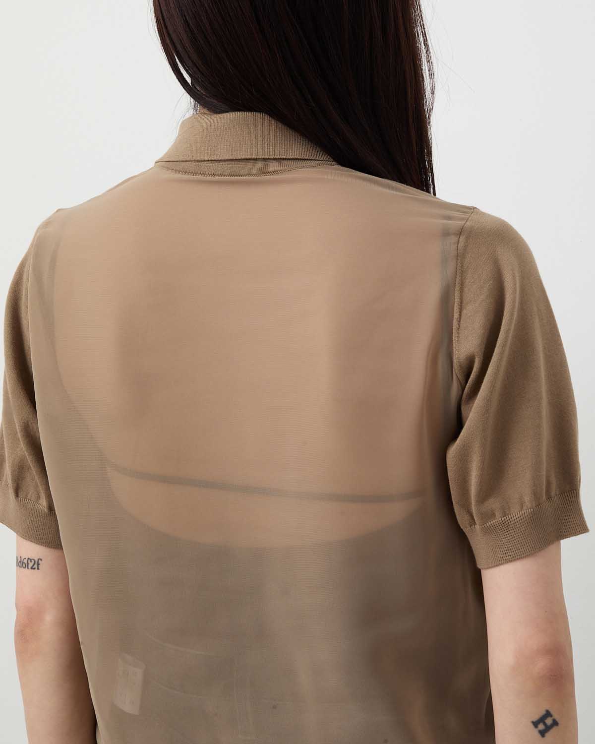 SHEER BACK POLO KNIT