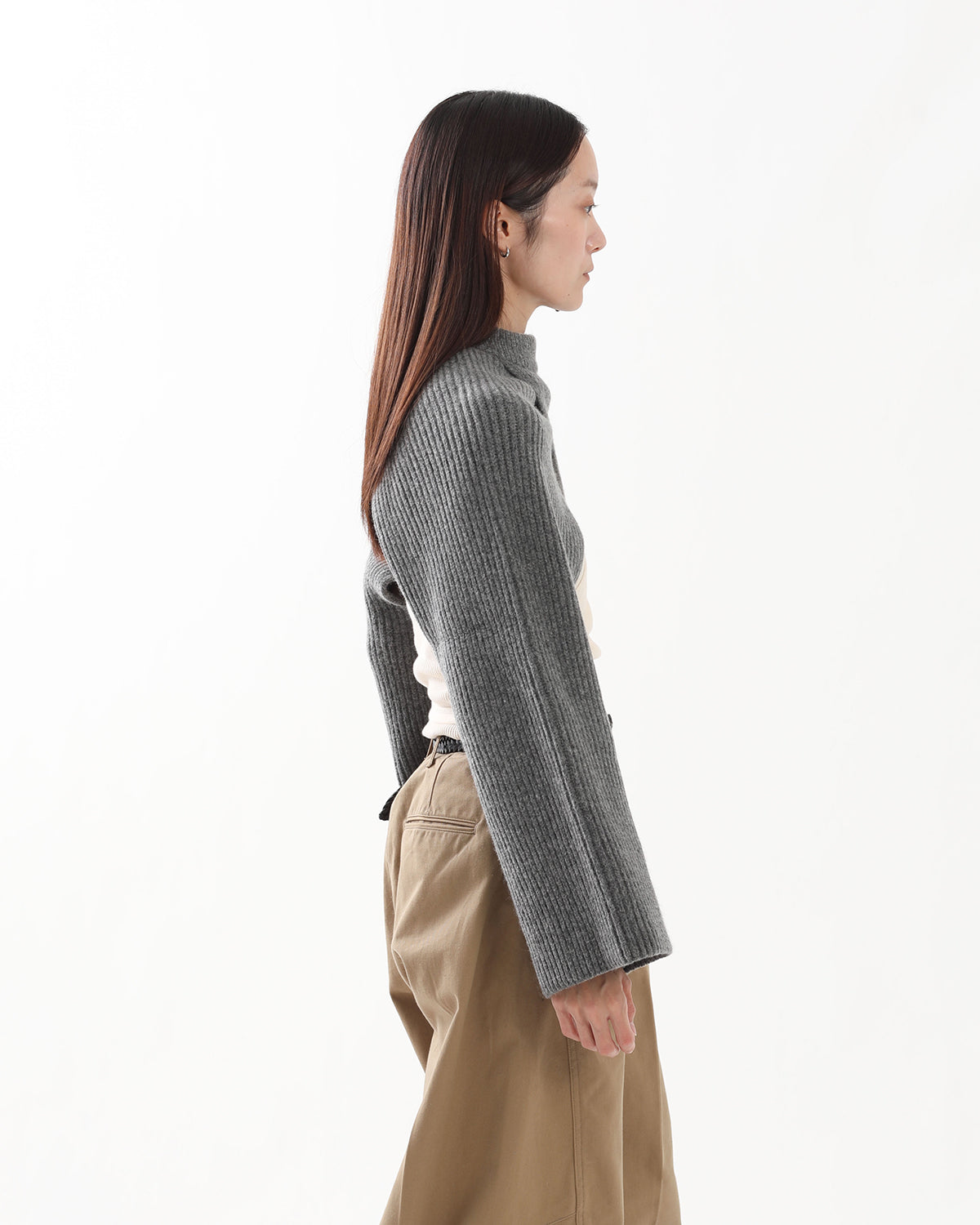 RIBBED-KNIT WOOL CROPPED BOLERO