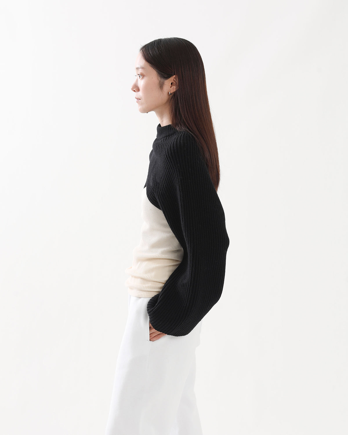 RIBBED-KNIT WOOL CROPPED BOLERO