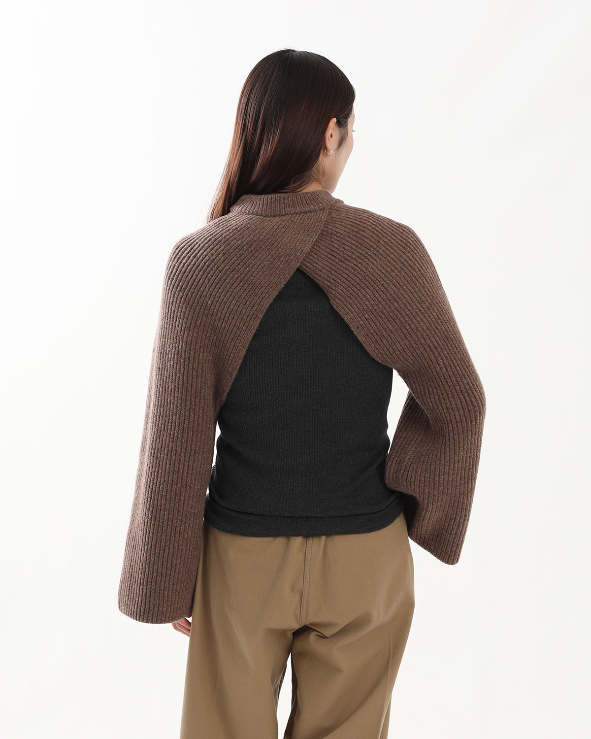 RIBBED-KNIT WOOL CROPPED BOLERO