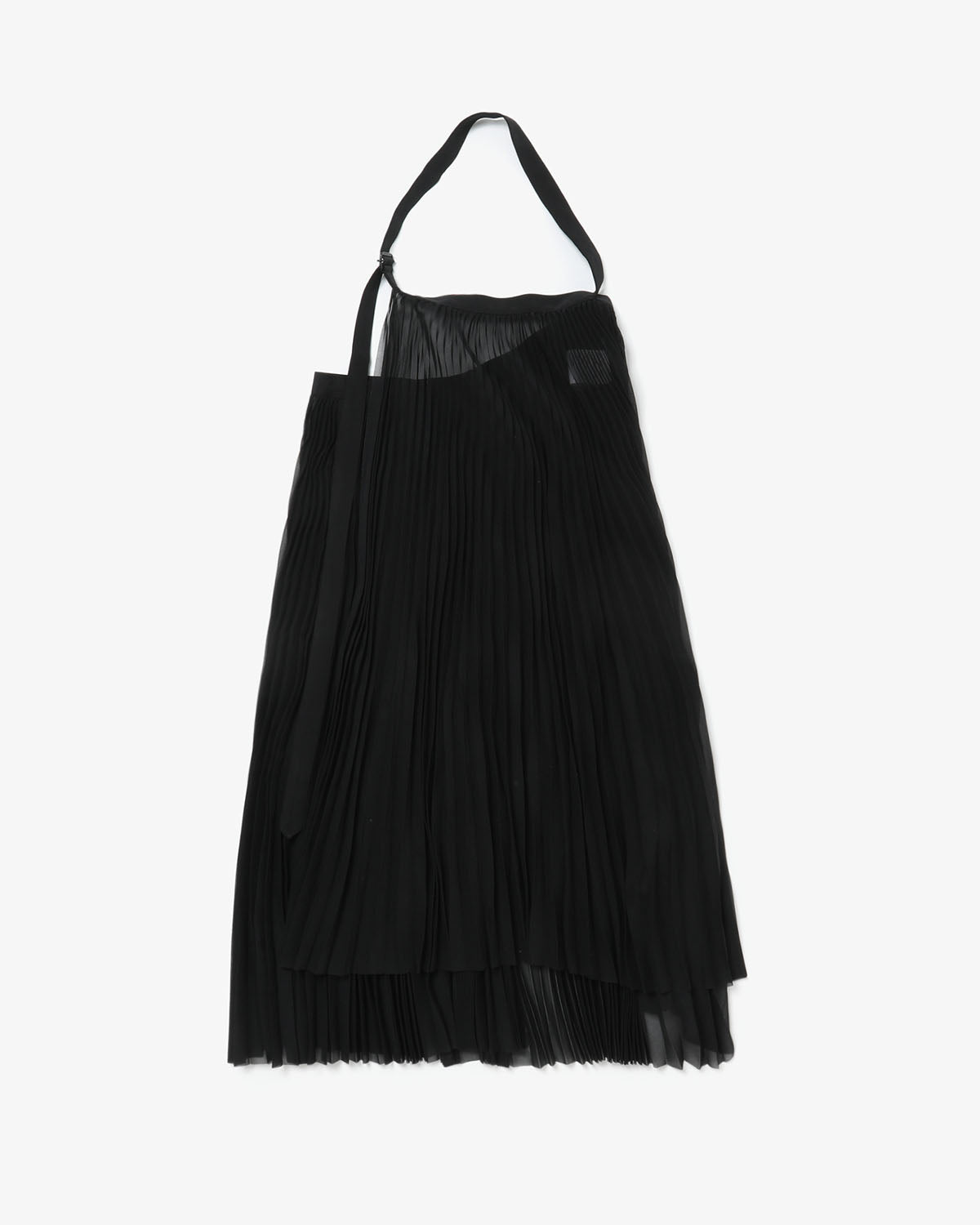 SHEER PLEATED WRAP DRESS