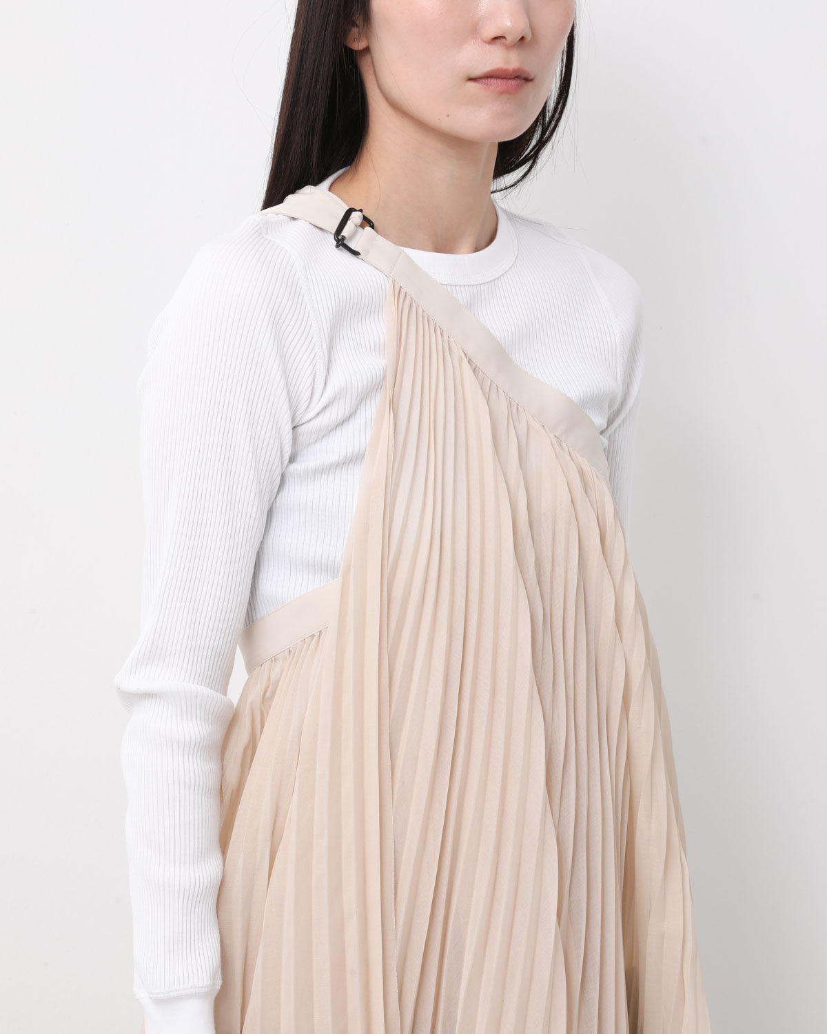 SHEER PLEATED WRAP DRESS