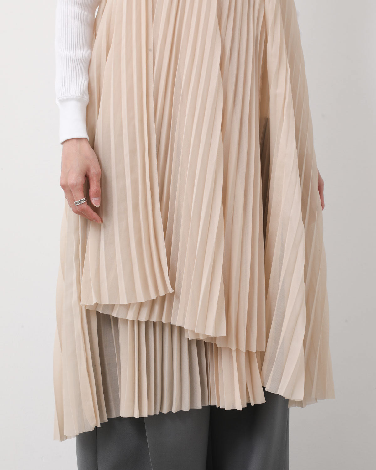 SHEER PLEATED WRAP DRESS