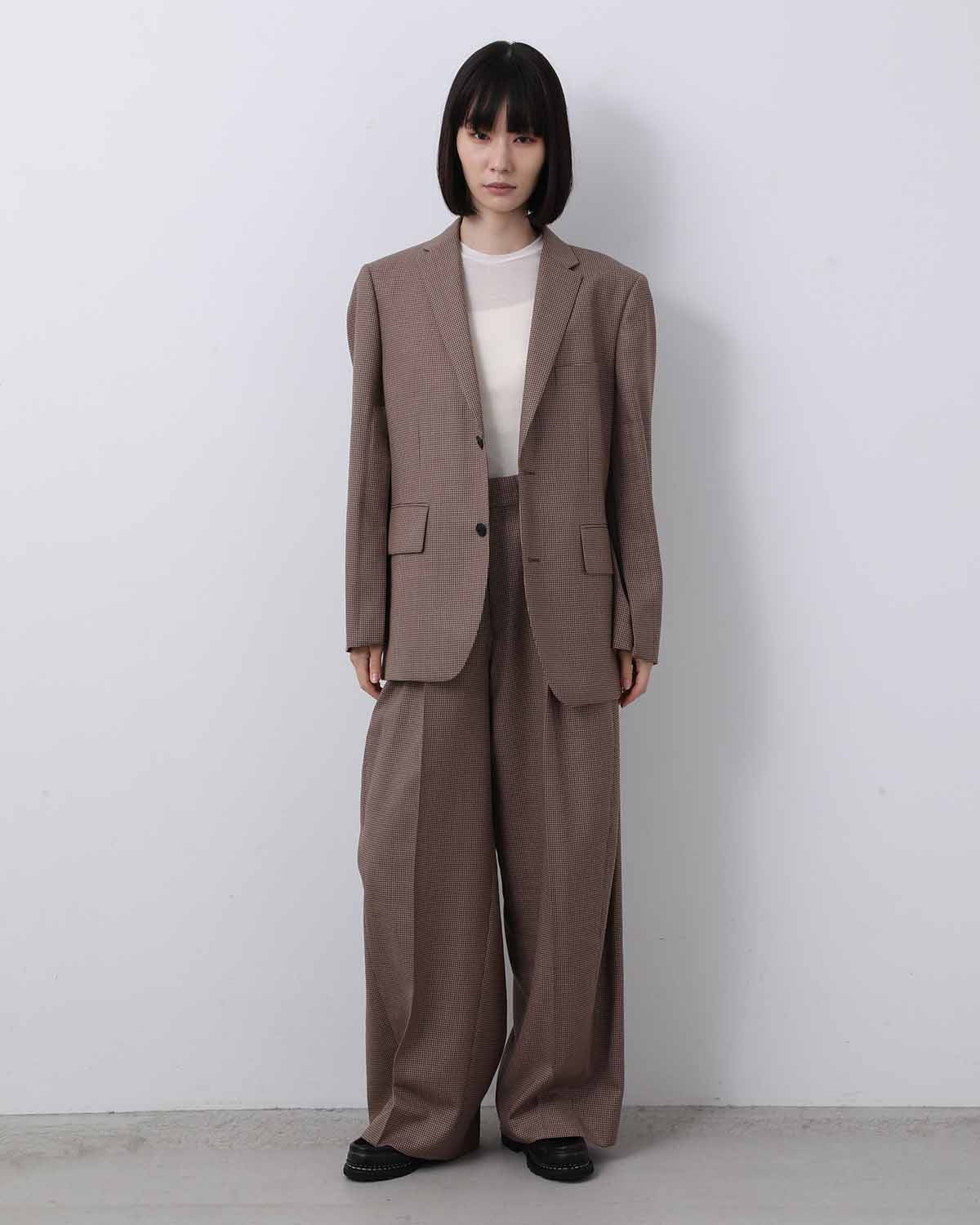 HOUNDSTOOTH BARREL-LEG PANTS