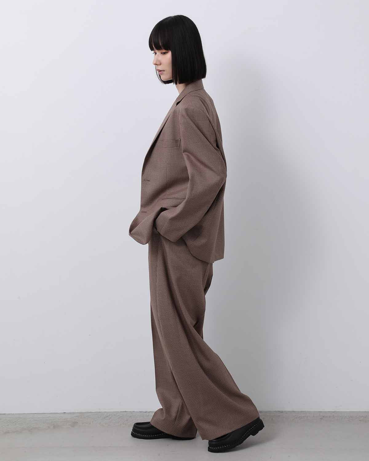 HOUNDSTOOTH BARREL-LEG PANTS