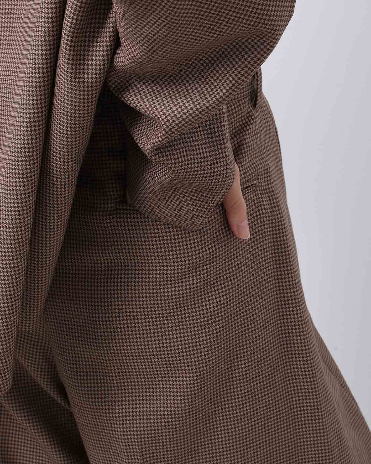 HOUNDSTOOTH BARREL-LEG PANTS