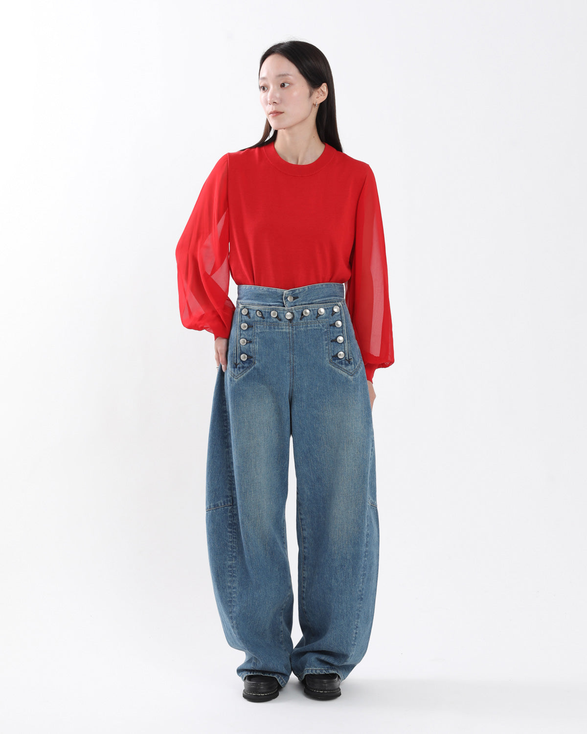 SAILOR BARREL-LEG DENIM PANTS (WOMEN'S)