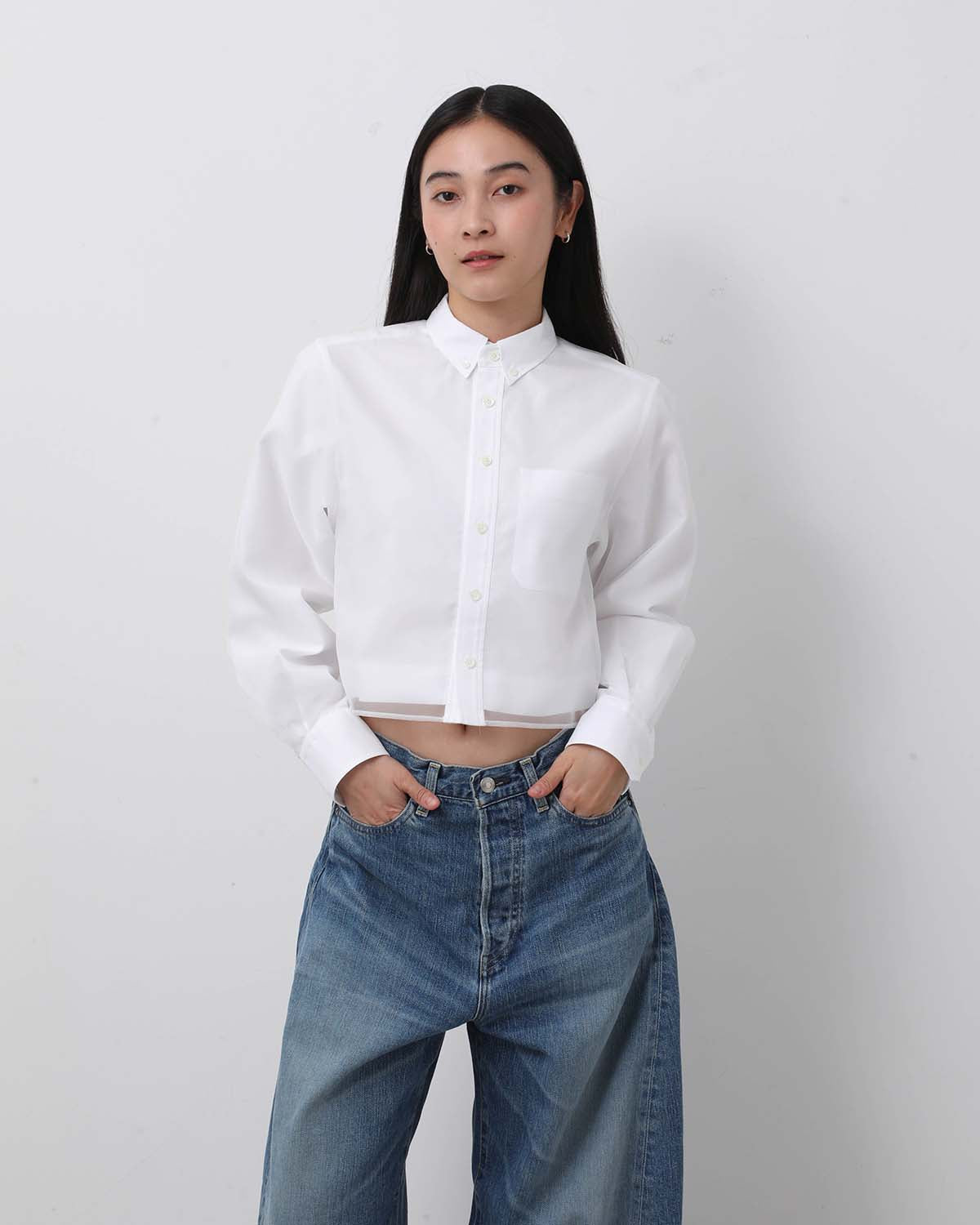 LAYERED OXFORD SHEER SHIRT