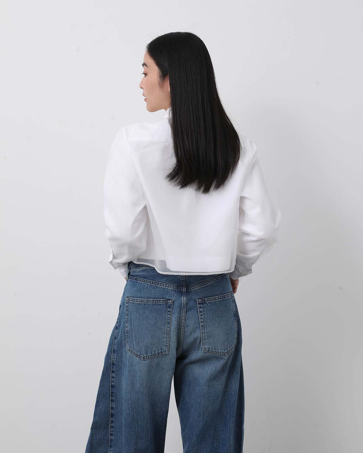 LAYERED OXFORD SHEER SHIRT