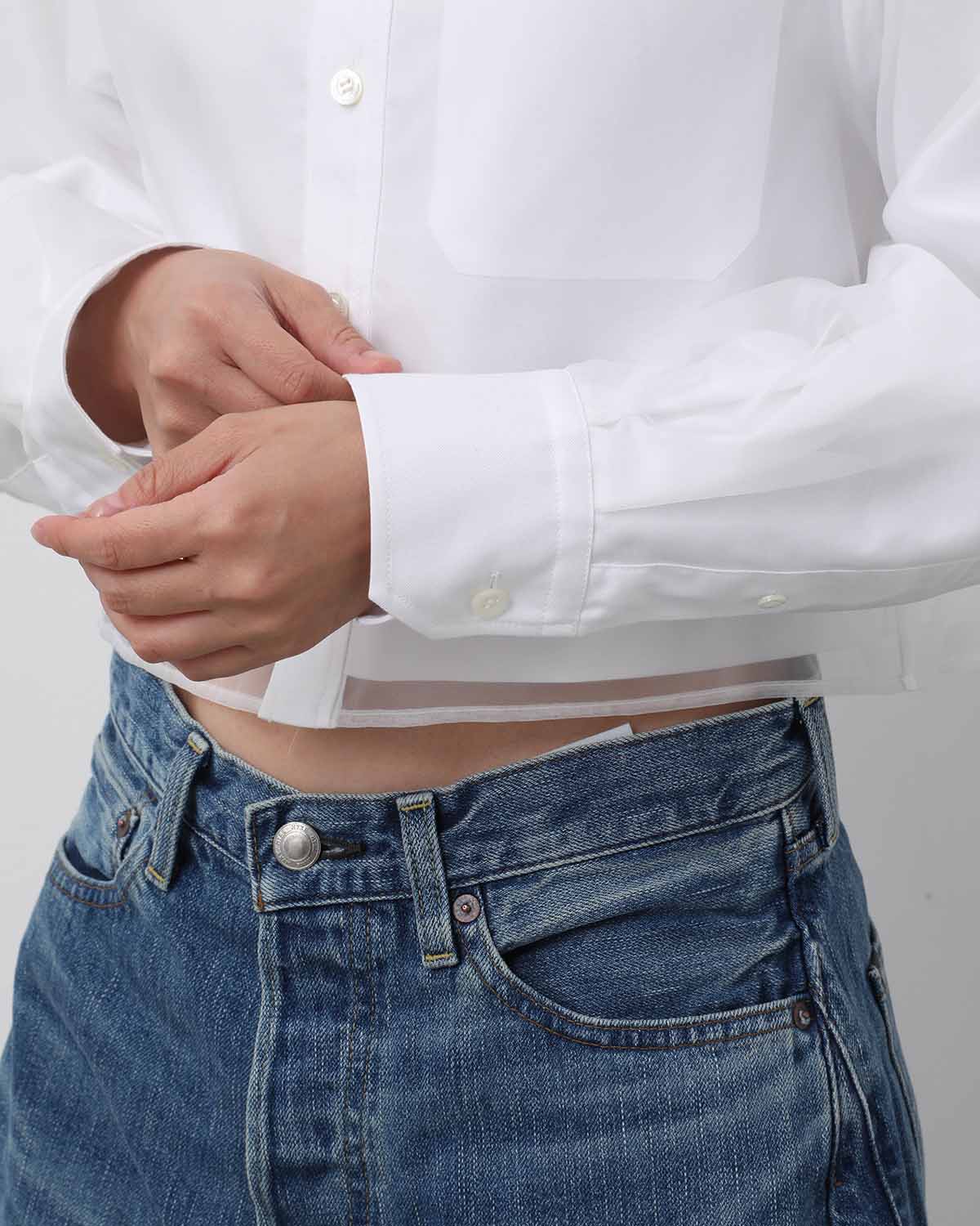 LAYERED OXFORD SHEER SHIRT