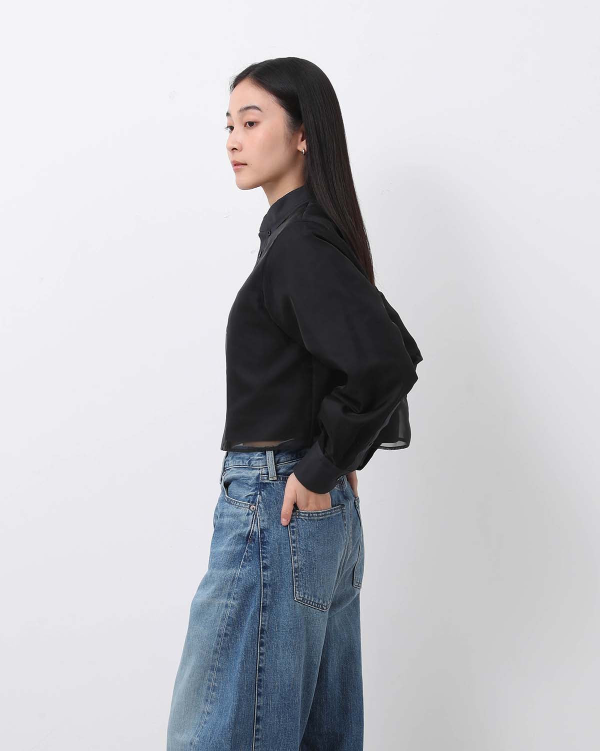 LAYERED OXFORD SHEER SHIRT