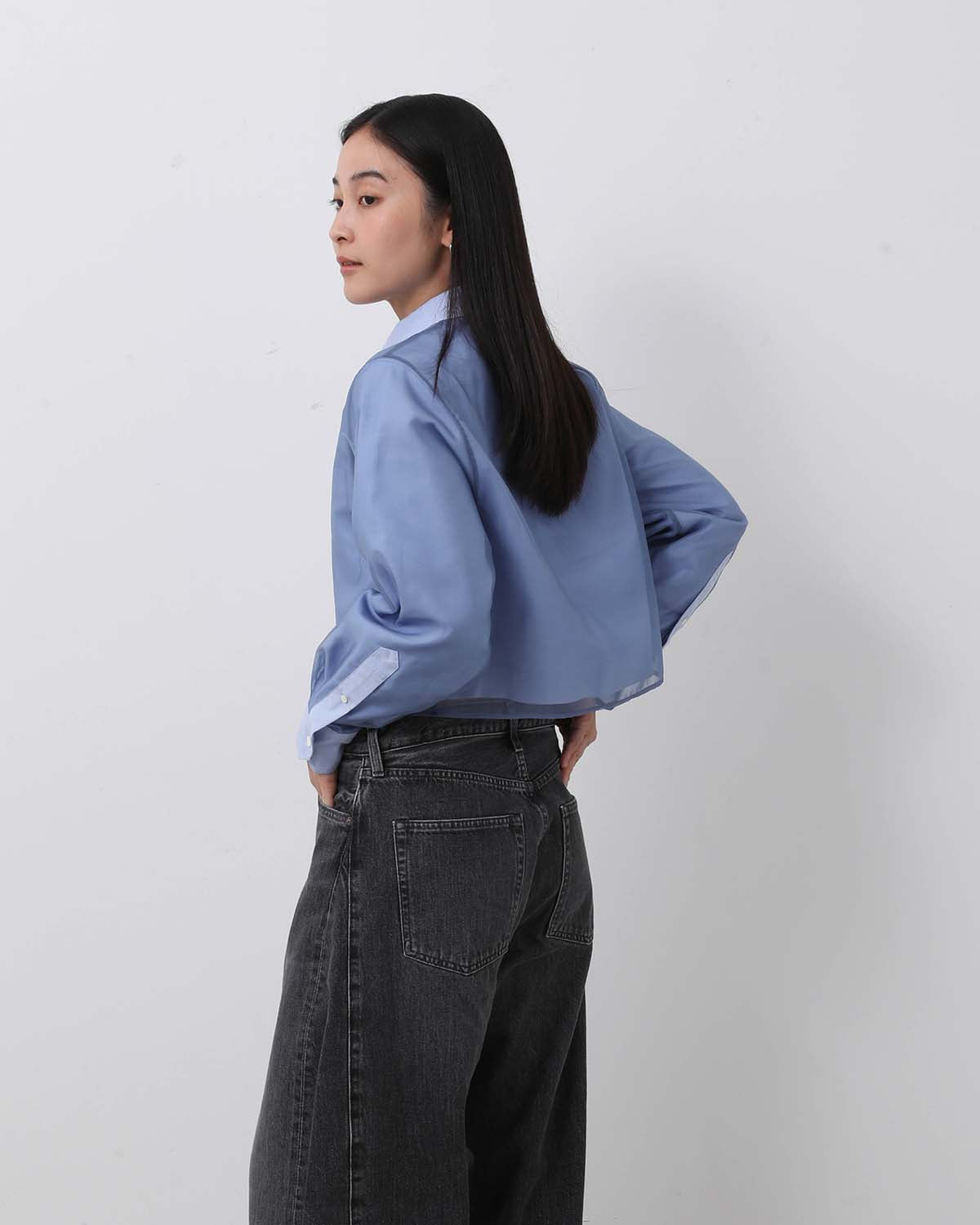 LAYERED OXFORD SHEER SHIRT