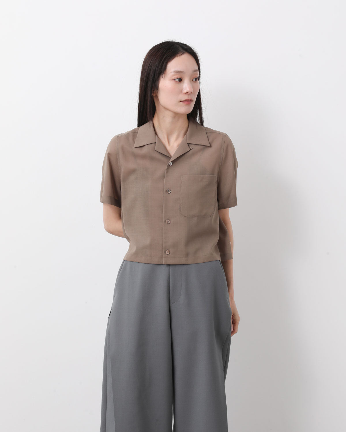 T/W VOILE CROPPED SHIRT