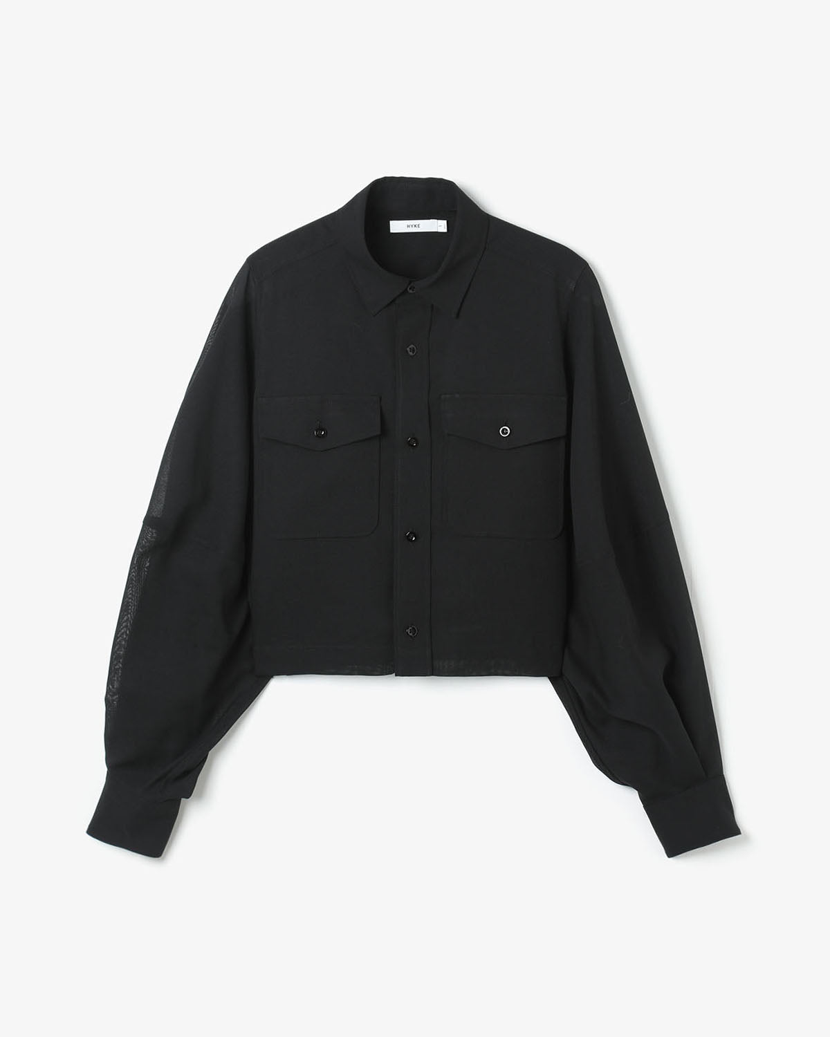 T/W VOILE BALLOON SLEEVE CROPPED SHIRT