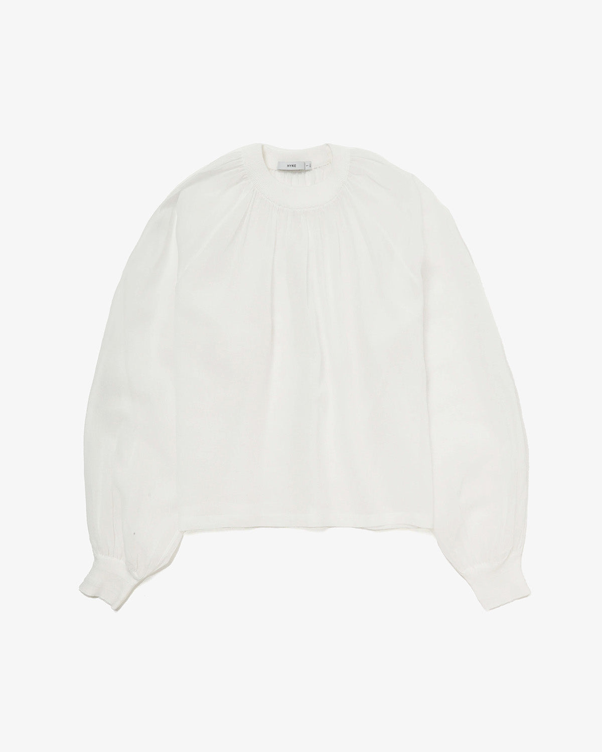 COTTON VOILE SHIRRED BLOUSE