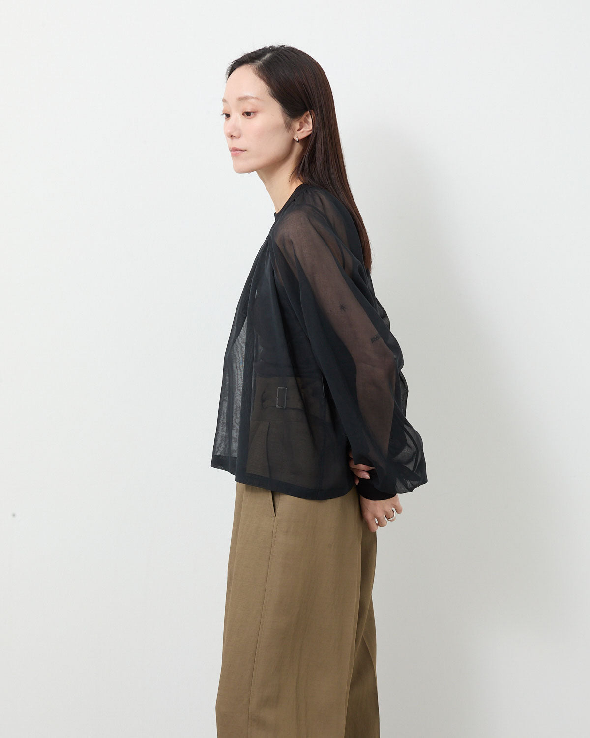 COTTON VOILE SHIRRED BLOUSE