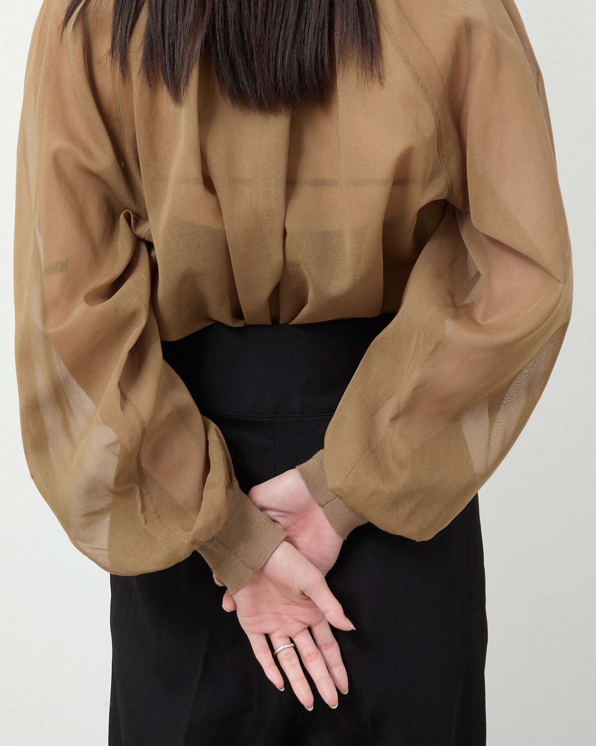 COTTON VOILE SHIRRED BLOUSE