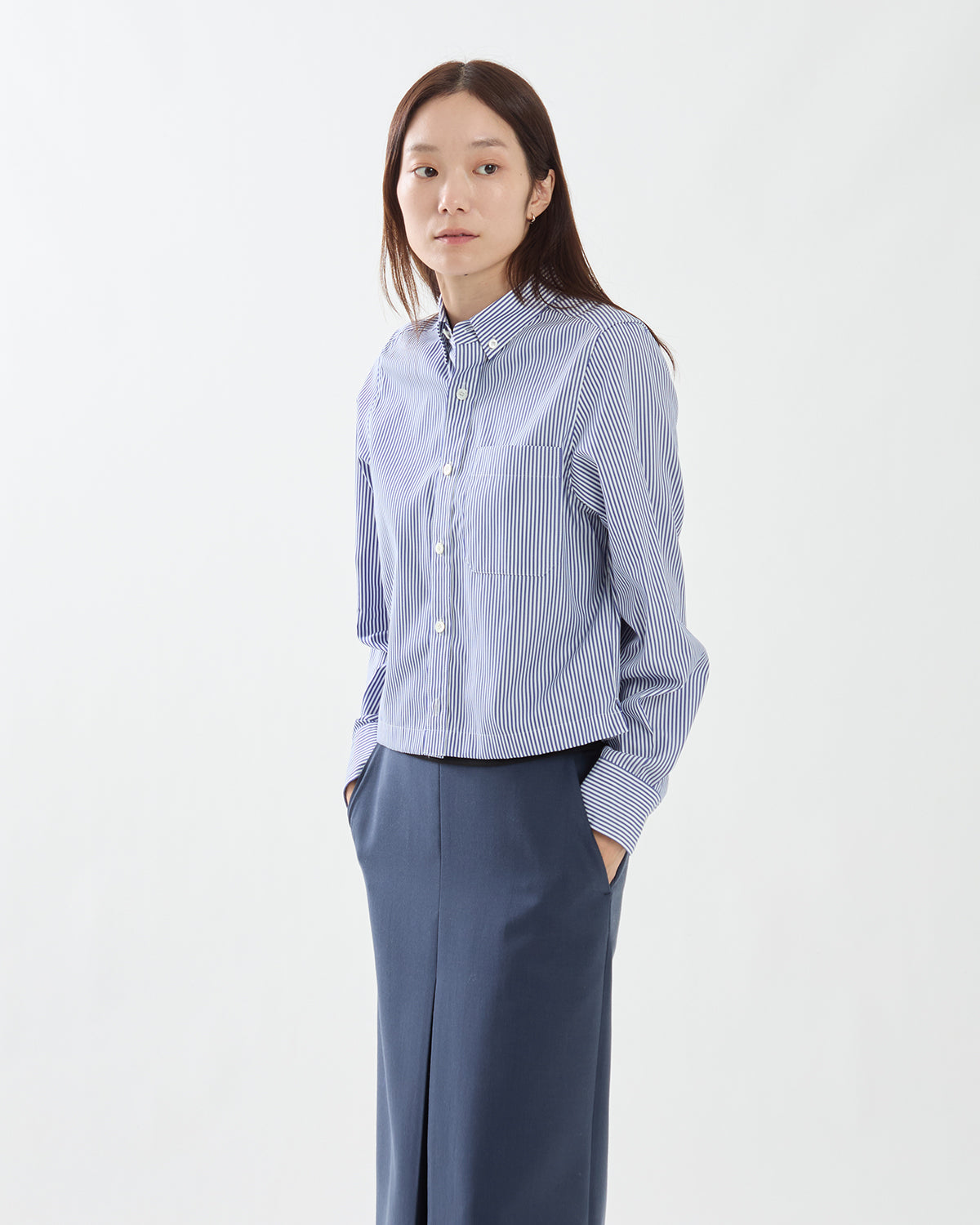 STRIPED CROPPED B.D SHIRT