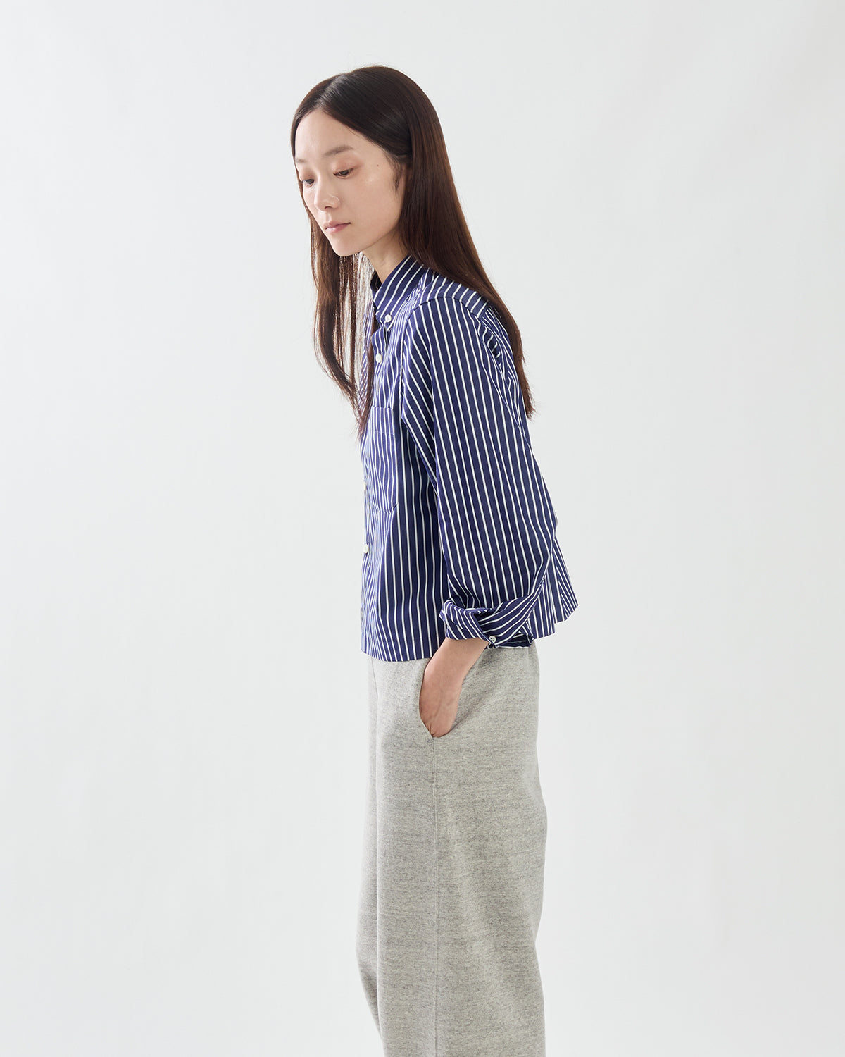 PENCIL STRIPED CROPPED B.D SHIRT