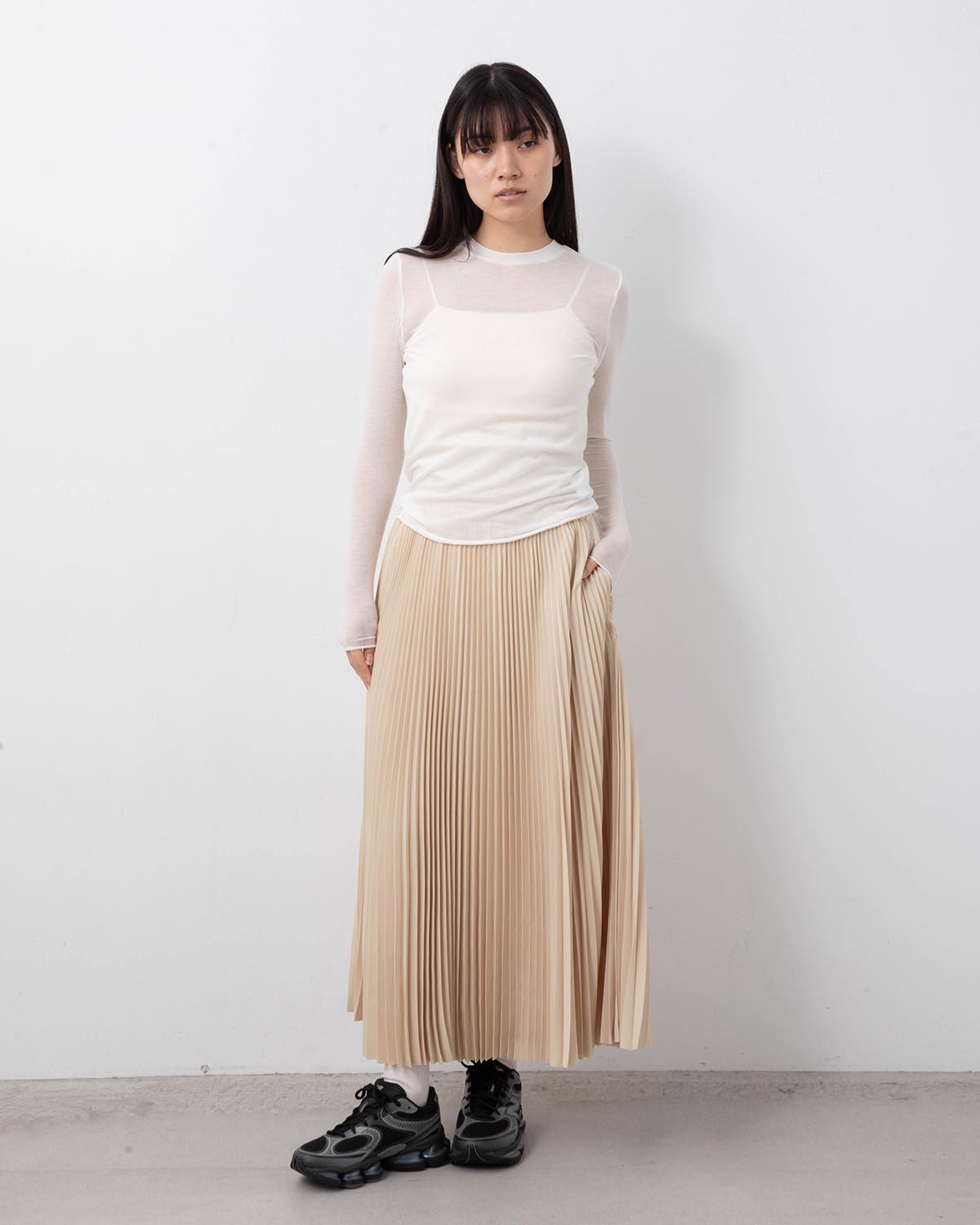TAFFETA PLEATED SKIRT
