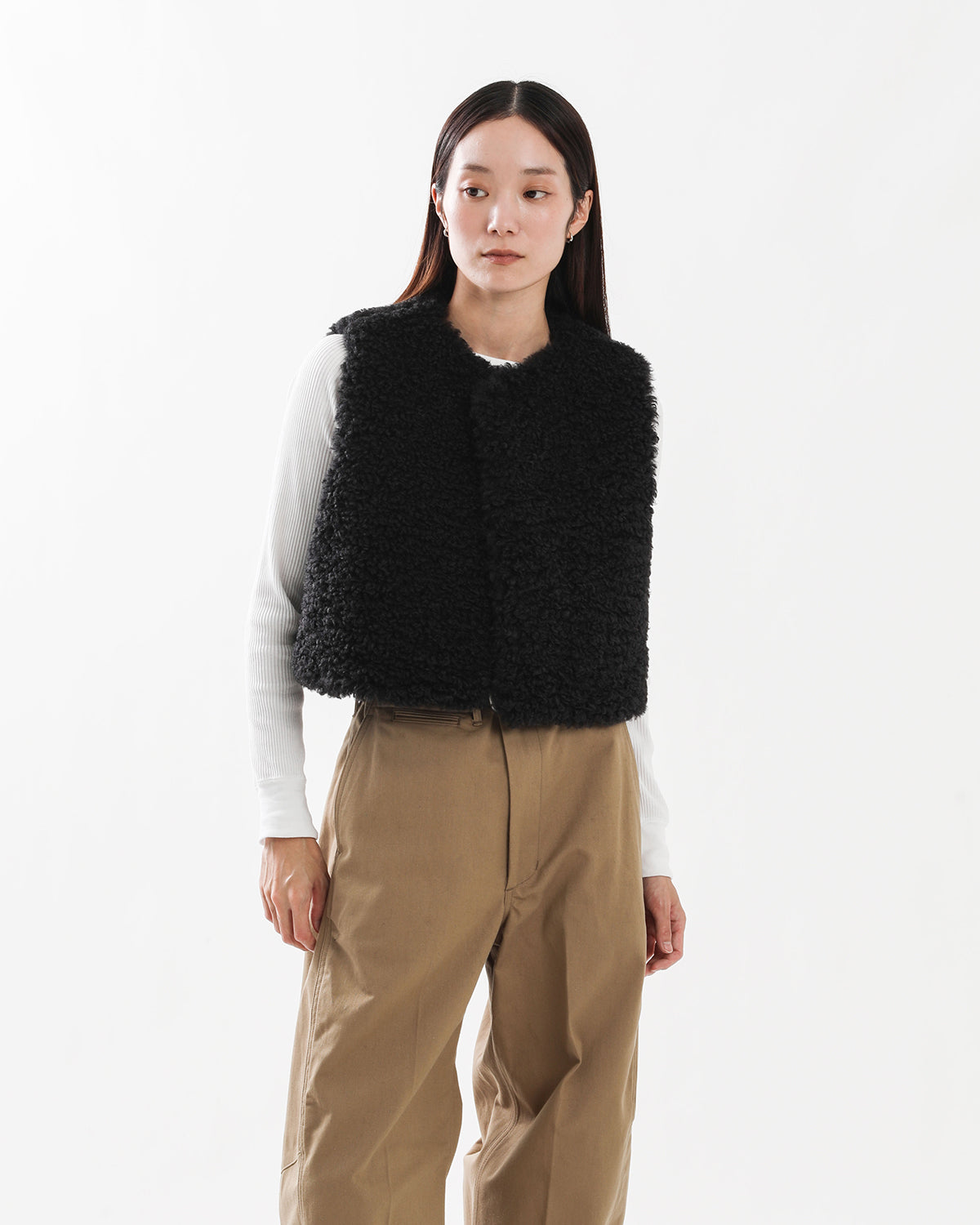 FAUX SHEARLING CROPPED VEST