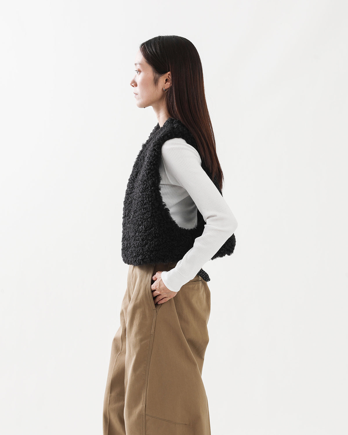 FAUX SHEARLING CROPPED VEST