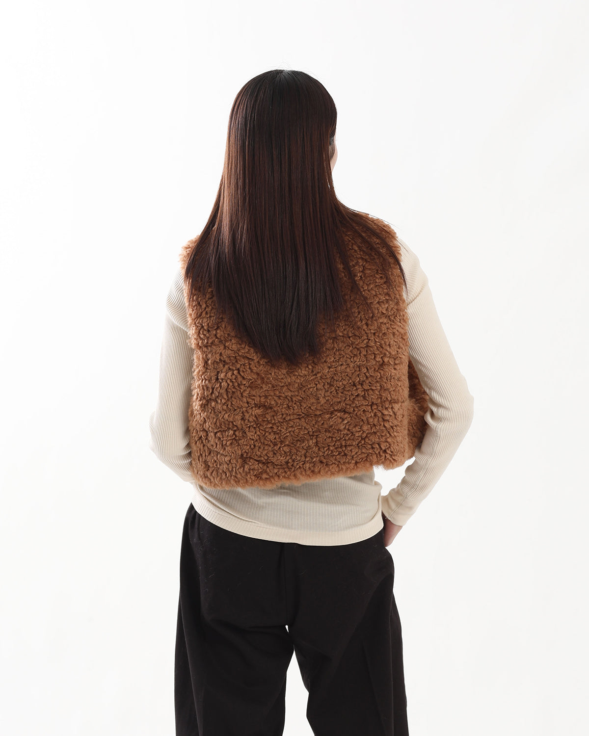 FAUX SHEARLING CROPPED VEST