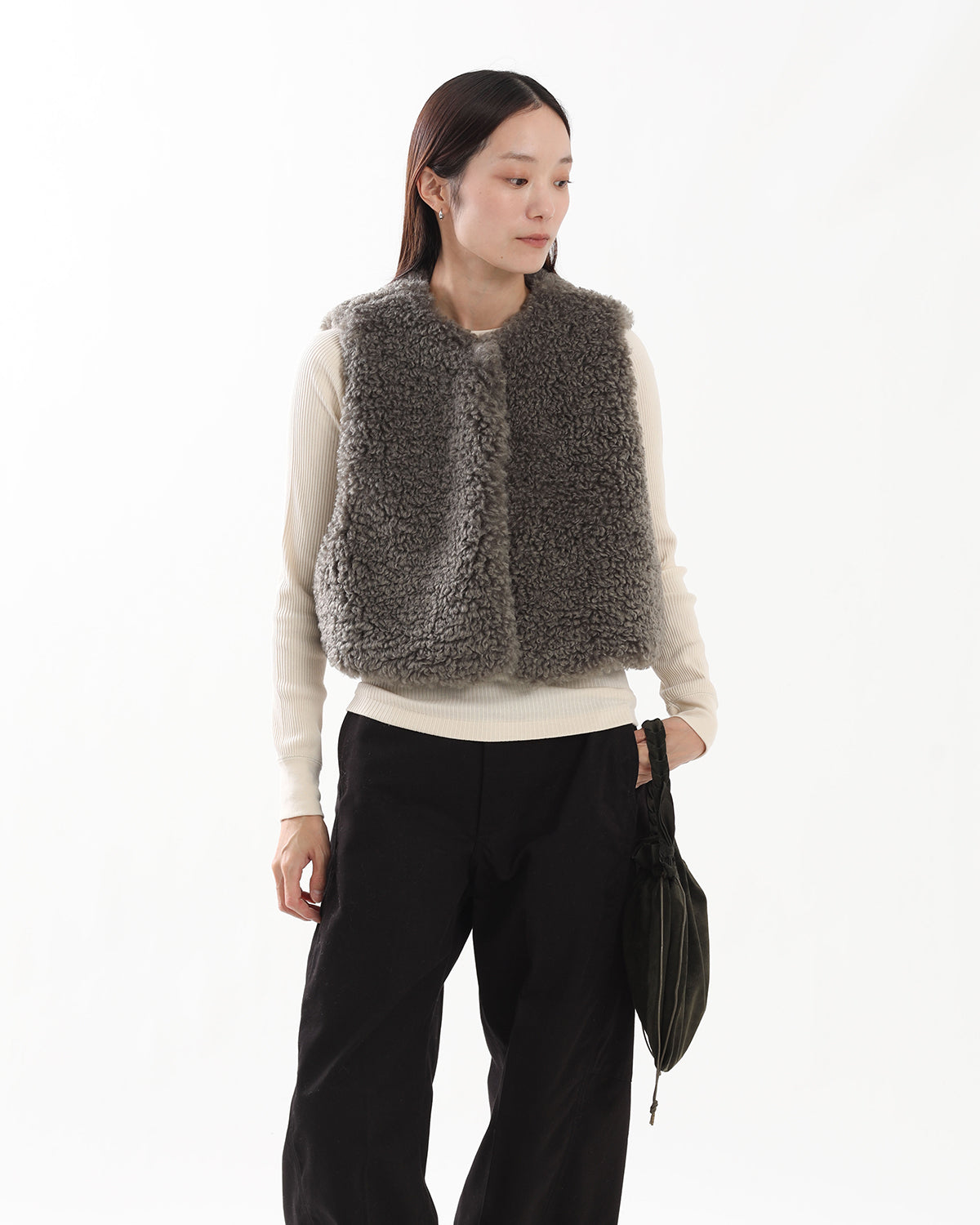FAUX SHEARLING CROPPED VEST
