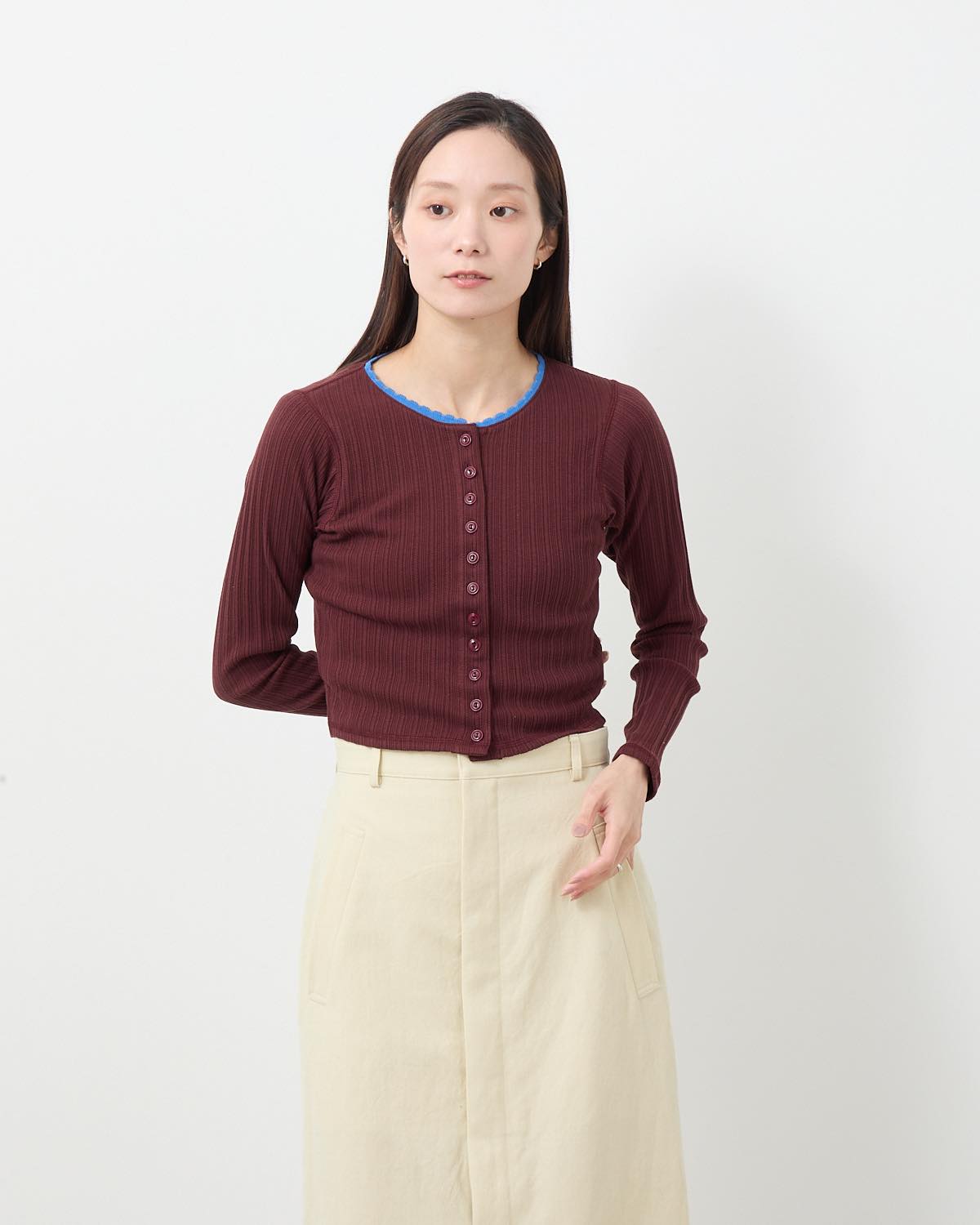 COTTON EYELET RIB CARDIGAN