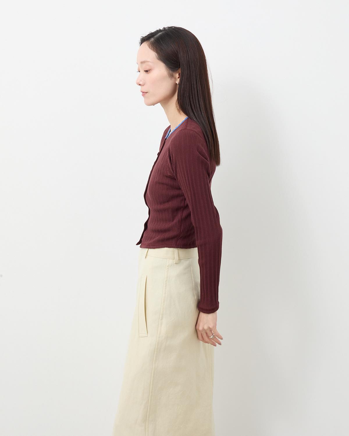 COTTON EYELET RIB CARDIGAN