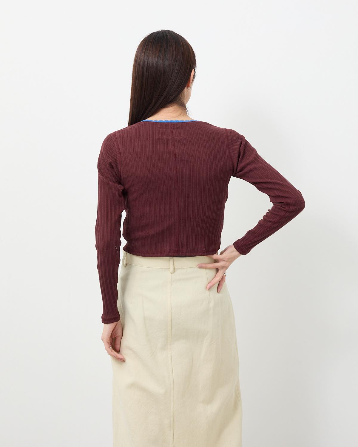 COTTON EYELET RIB CARDIGAN