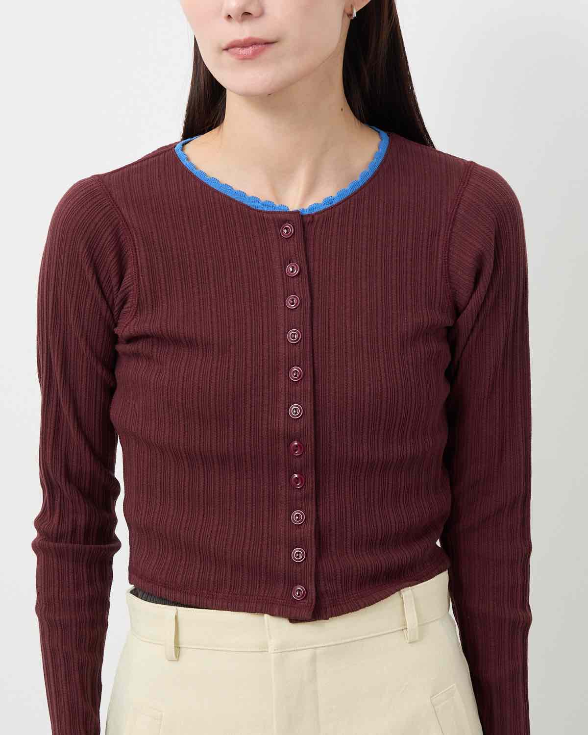 COTTON EYELET RIB CARDIGAN