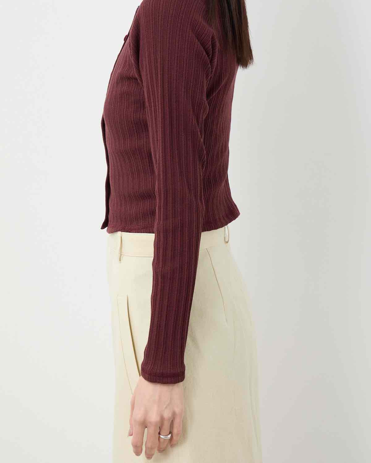 COTTON EYELET RIB CARDIGAN