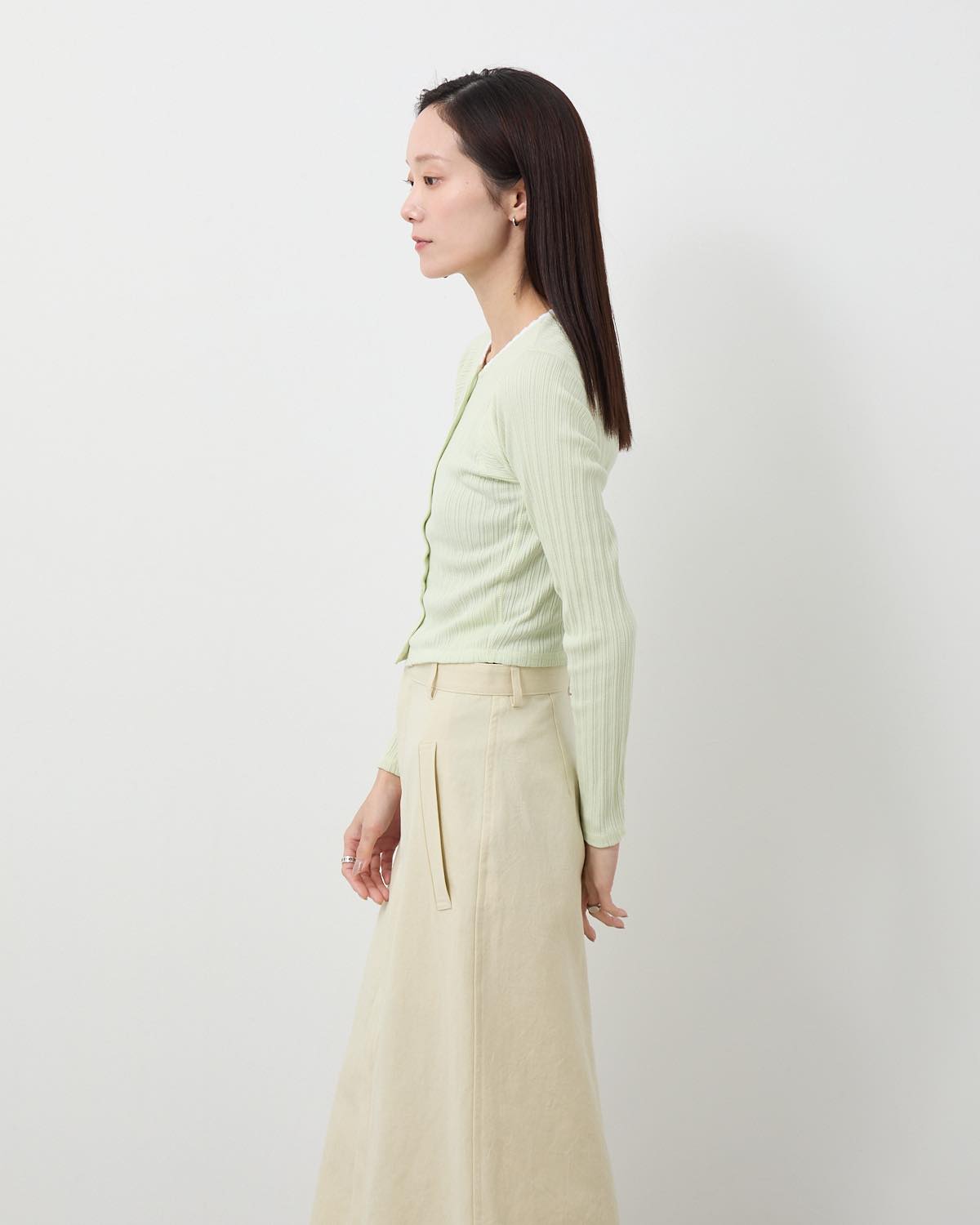COTTON EYELET RIB CARDIGAN