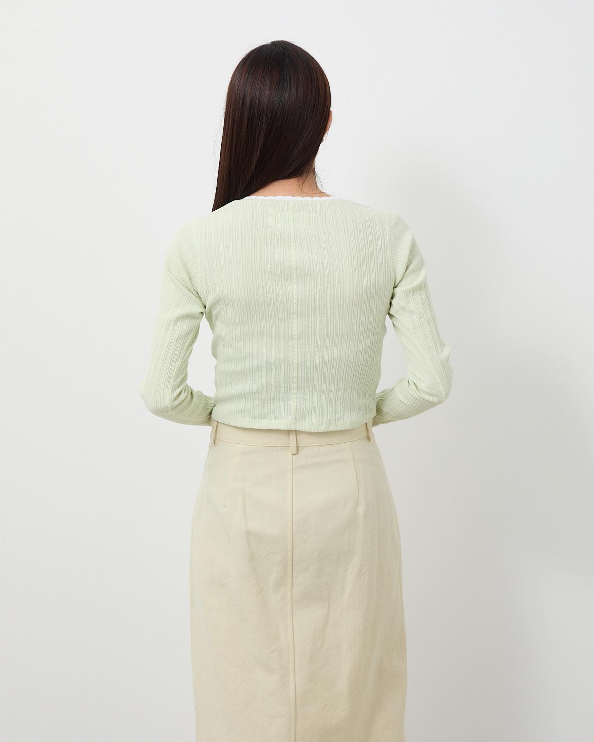 COTTON EYELET RIB CARDIGAN