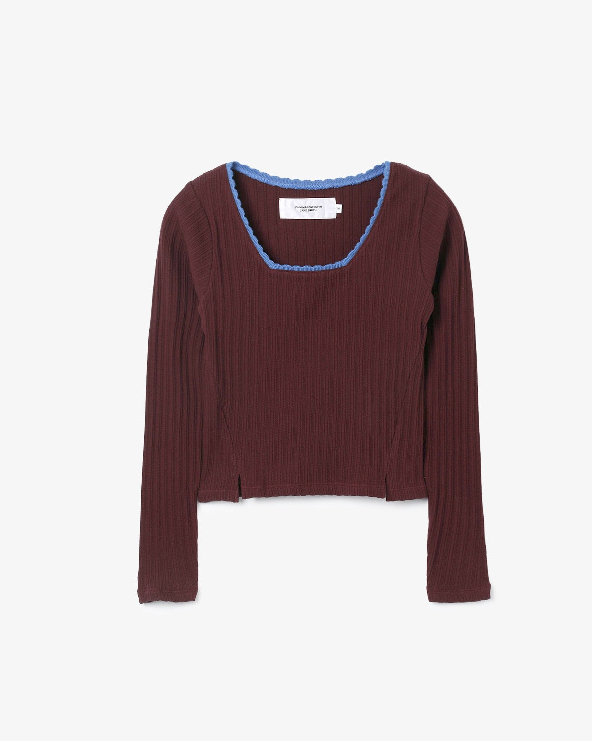 COTTON EYELET RIB SQUARE NECK PULLOVER
