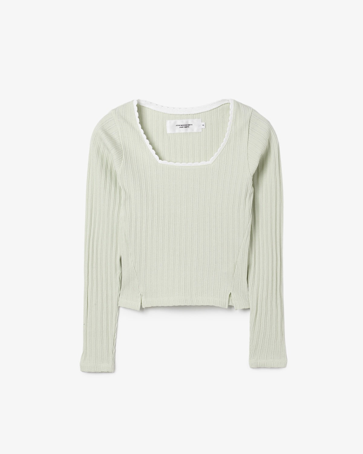 COTTON EYELET RIB SQUARE NECK PULLOVER