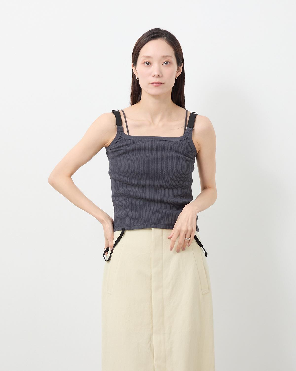 COTTON EYELET RIB UP DOWN CAMISOLE