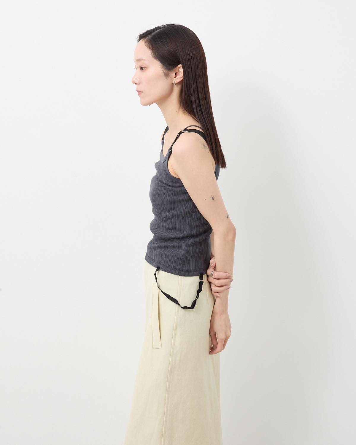 COTTON EYELET RIB UP DOWN CAMISOLE