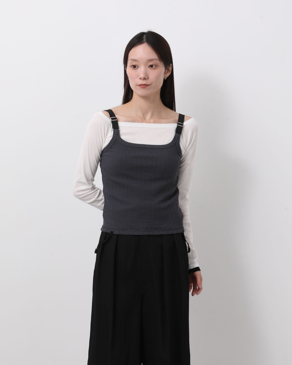 COTTON EYELET RIB UP DOWN CAMISOLE