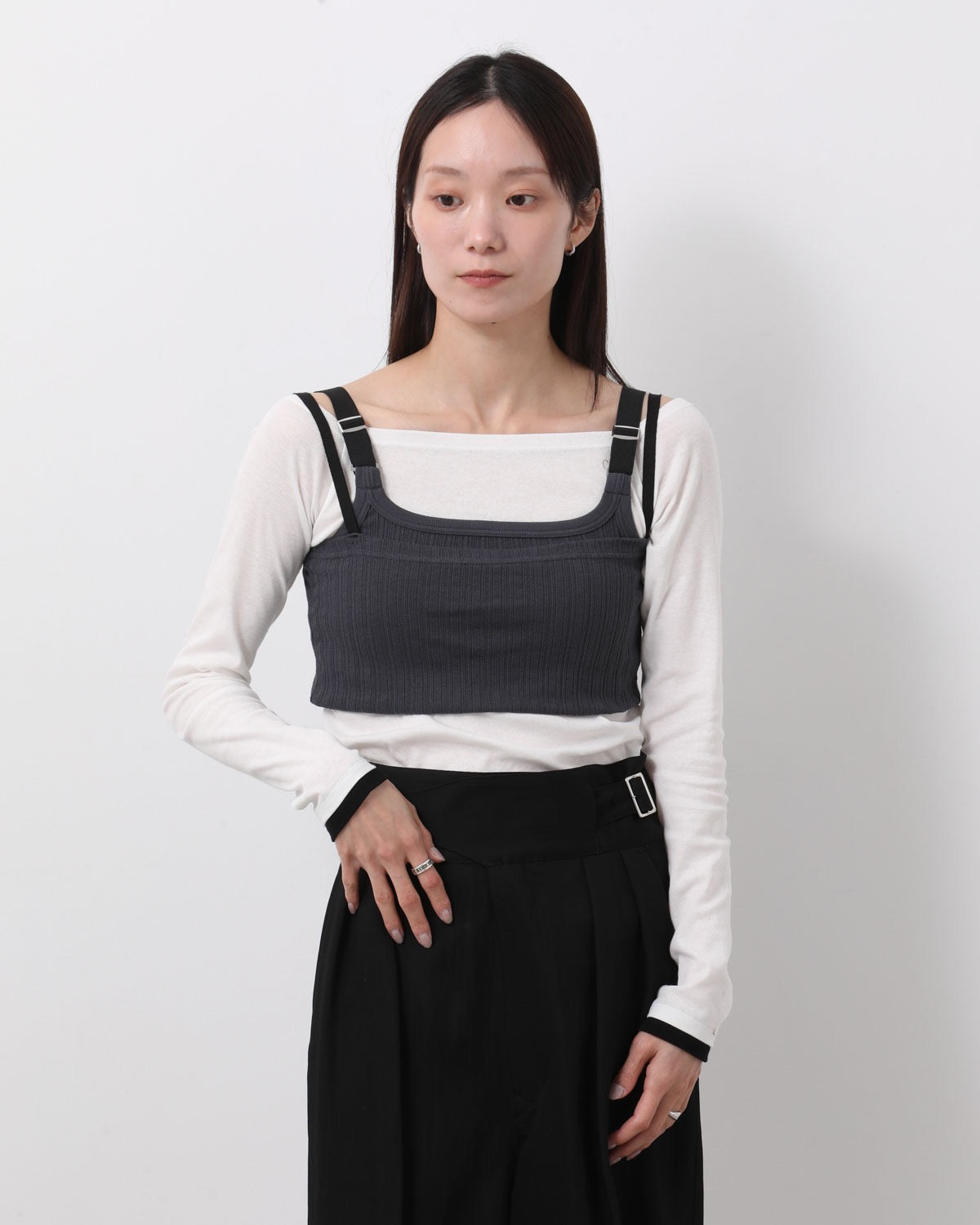 COTTON EYELET RIB UP DOWN CAMISOLE