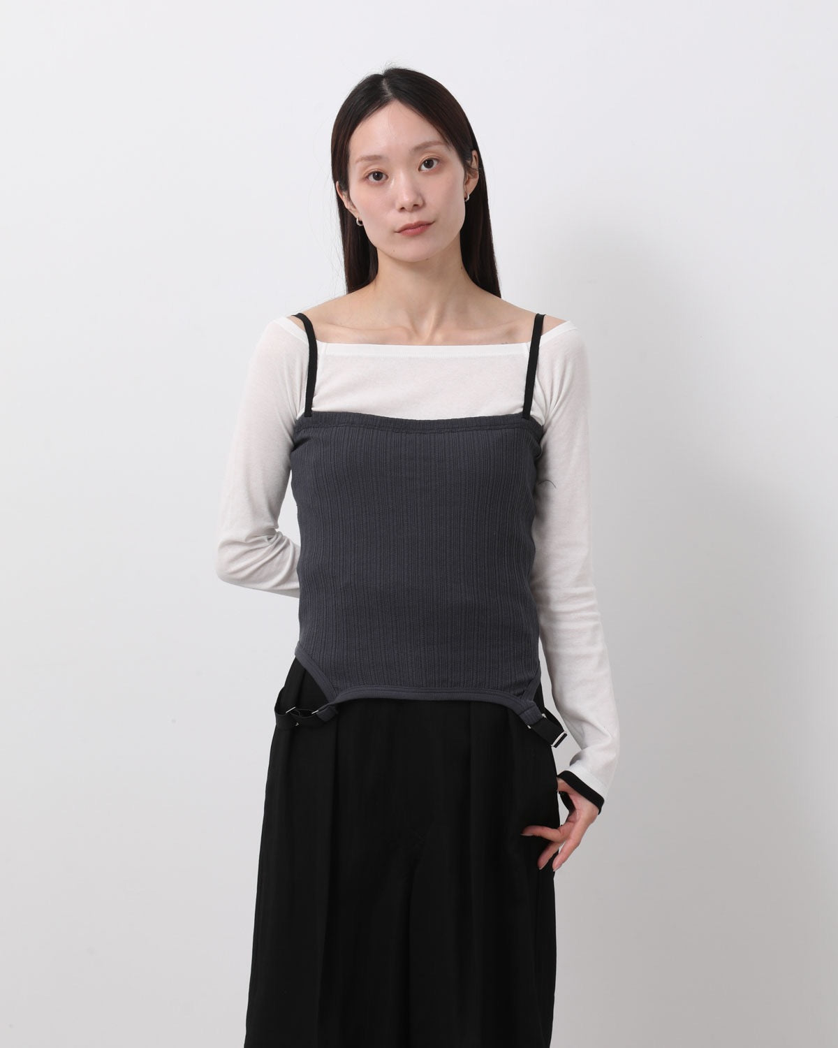 COTTON EYELET RIB UP DOWN CAMISOLE
