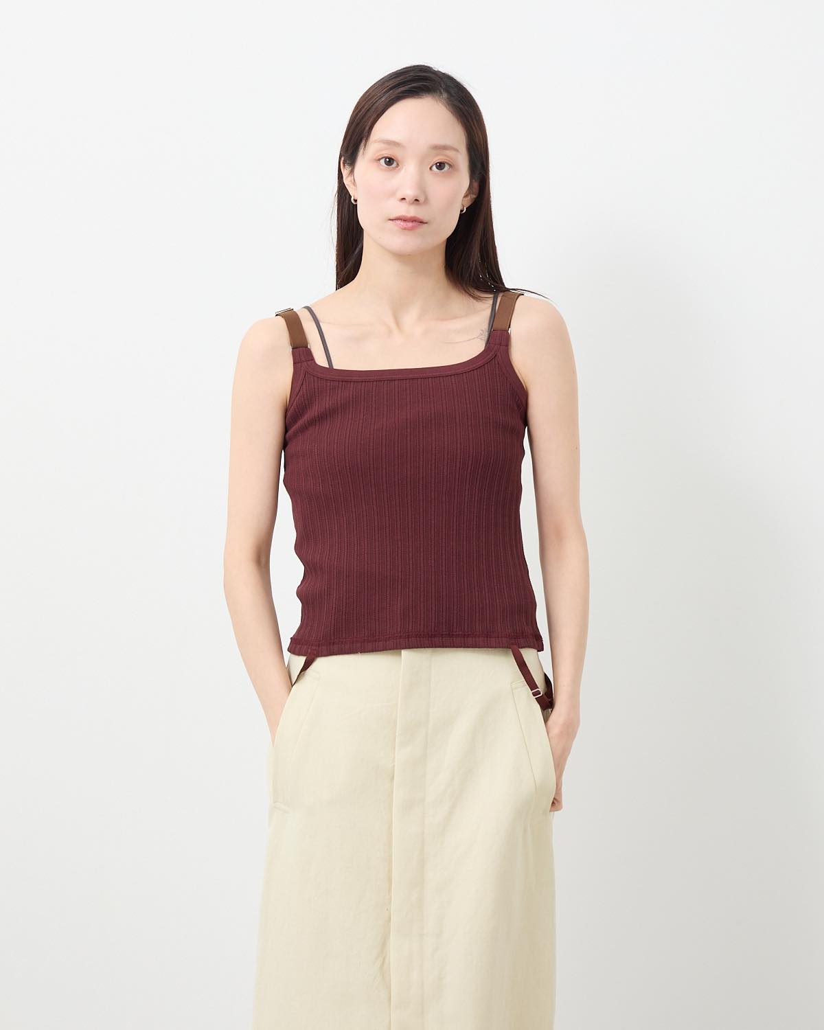 COTTON EYELET RIB UP DOWN CAMISOLE