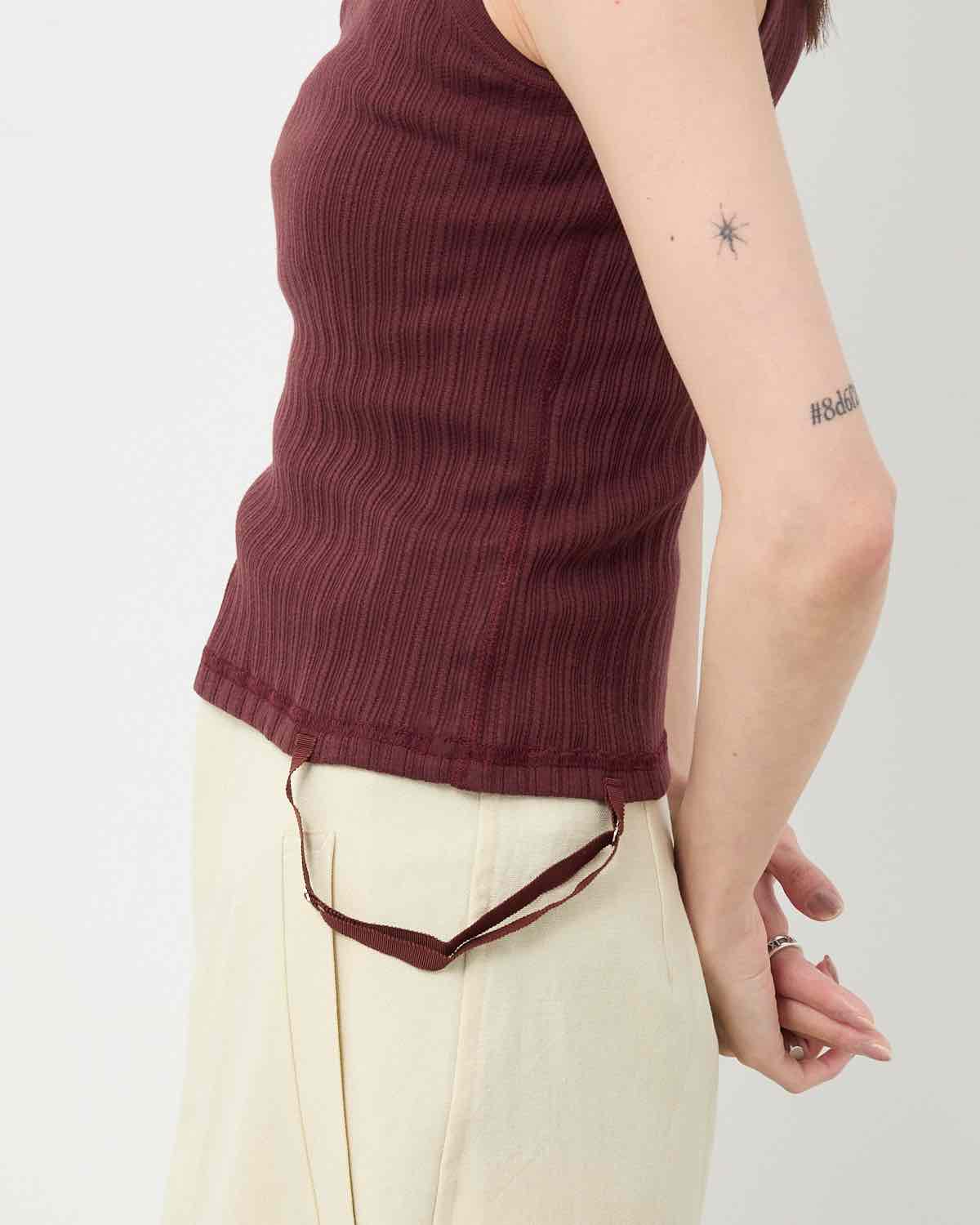 COTTON EYELET RIB UP DOWN CAMISOLE