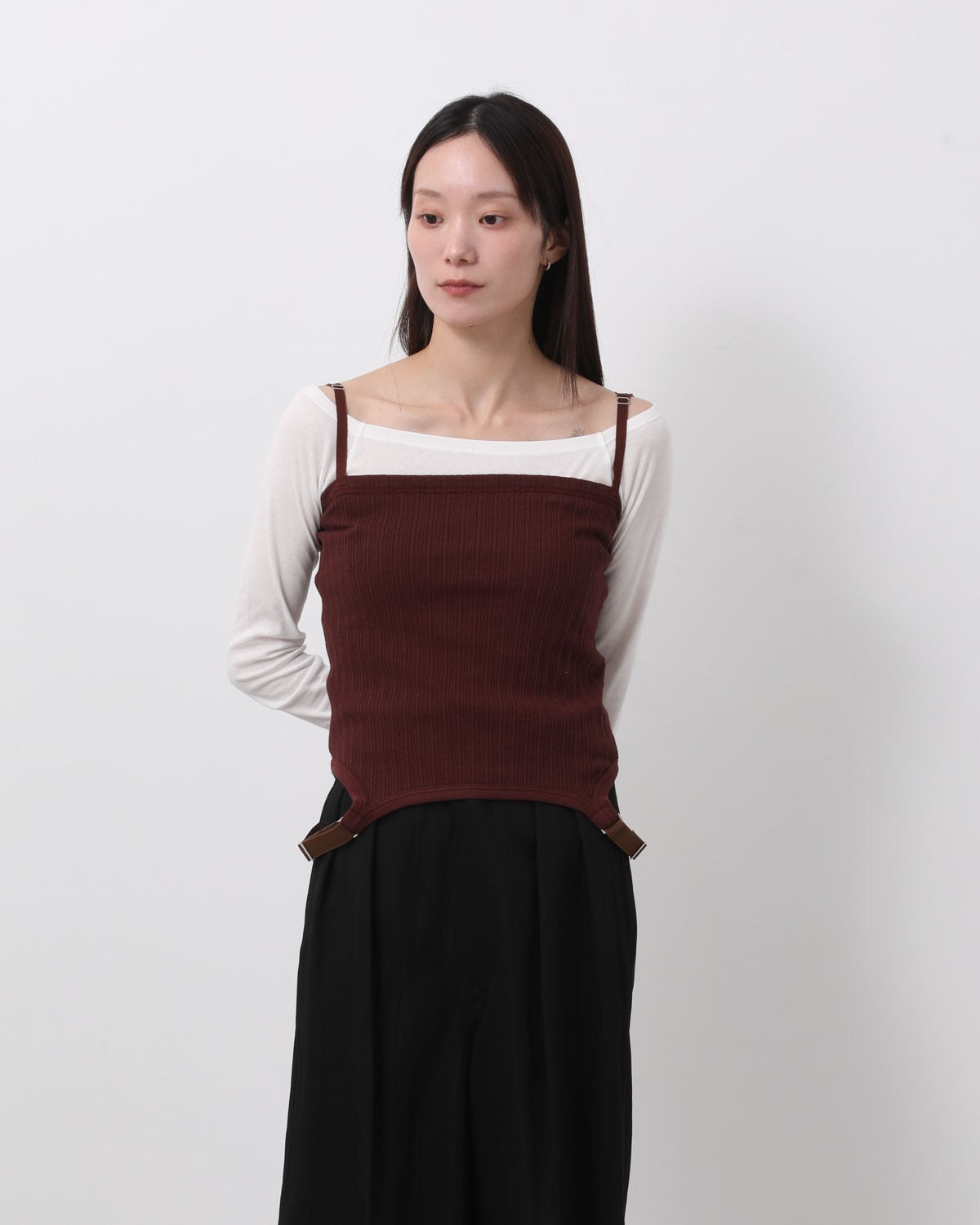 COTTON EYELET RIB UP DOWN CAMISOLE