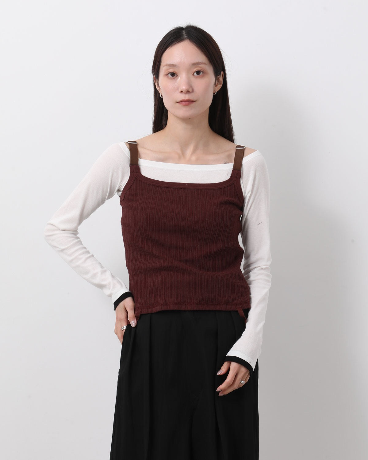 COTTON EYELET RIB UP DOWN CAMISOLE