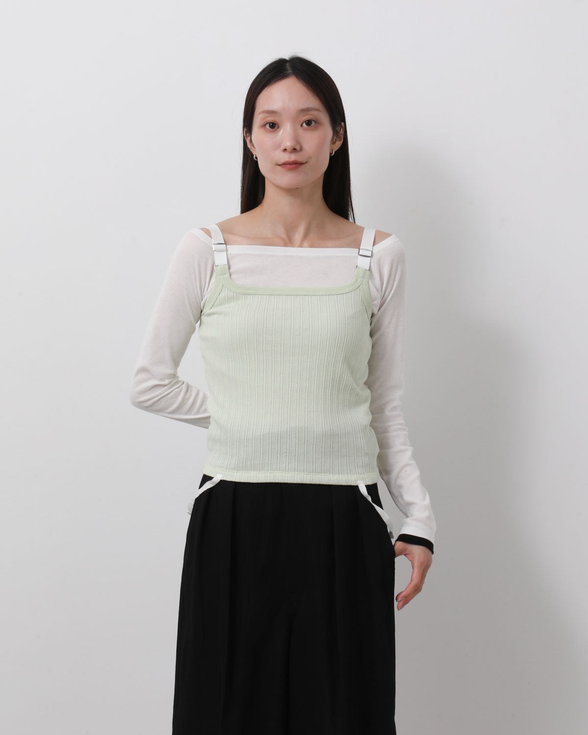 COTTON EYELET RIB UP DOWN CAMISOLE