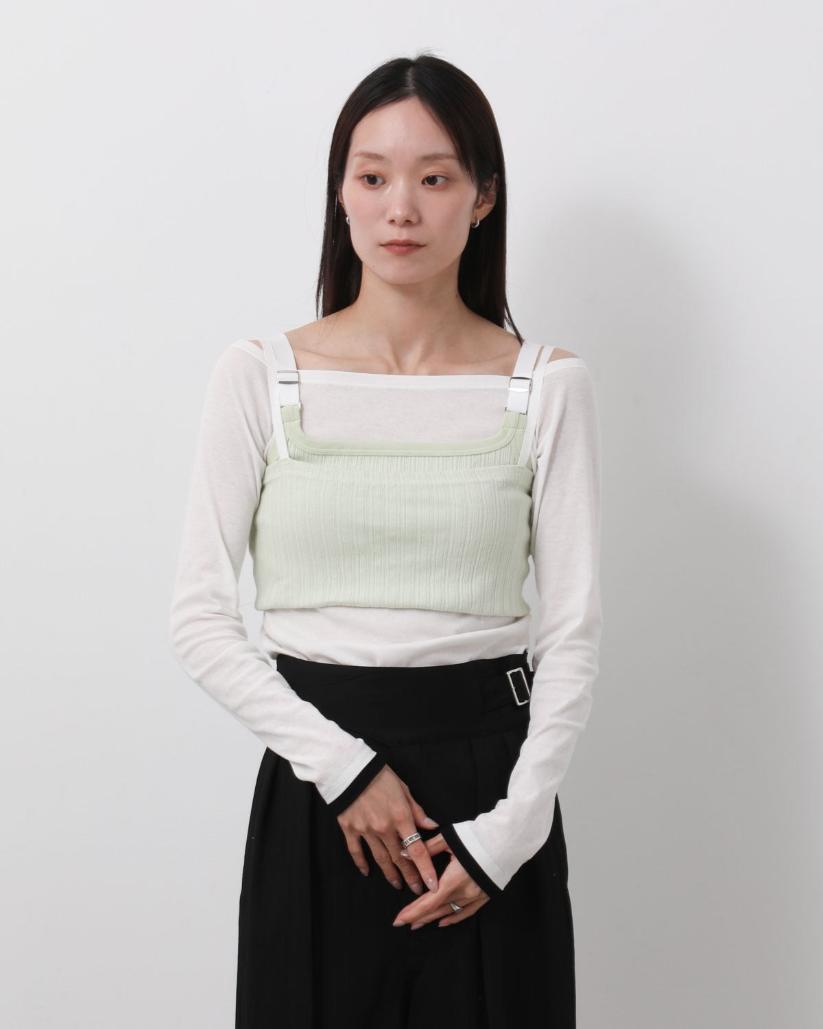 COTTON EYELET RIB UP DOWN CAMISOLE